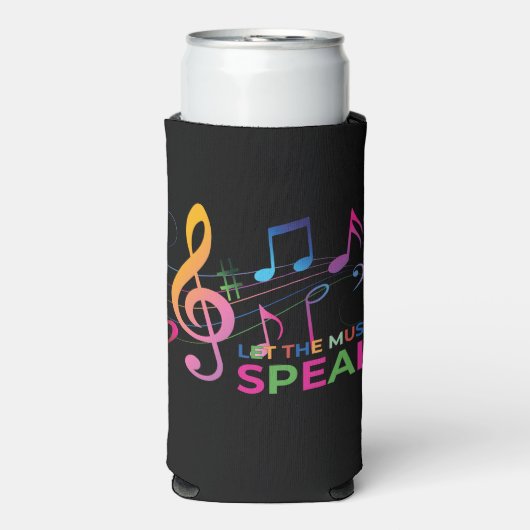 Laat de muziek spreken, muzieknoten seltzer blikjeskoeler (Seltzer Voorkant)
