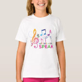 Laat de muziek spreken, muzieknoten t-shirt (Voorkant)