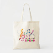 Laat de muziek spreken, muzieknoten tote bag (Voorkant)