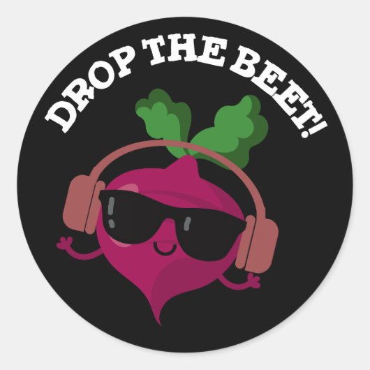 Laat de muziek van de Beet de Funny Veggie Pun Dar Ronde Sticker (Voorkant)