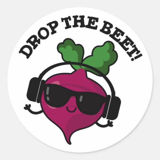 Laat de muziek van de Beet de Funny Veggie Pun val Ronde Sticker (Voorkant)