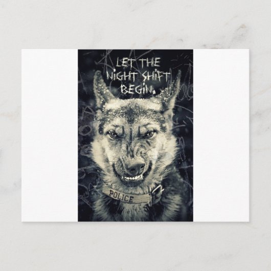 laat de nachtdienst beginnen briefkaart (Voorkant)