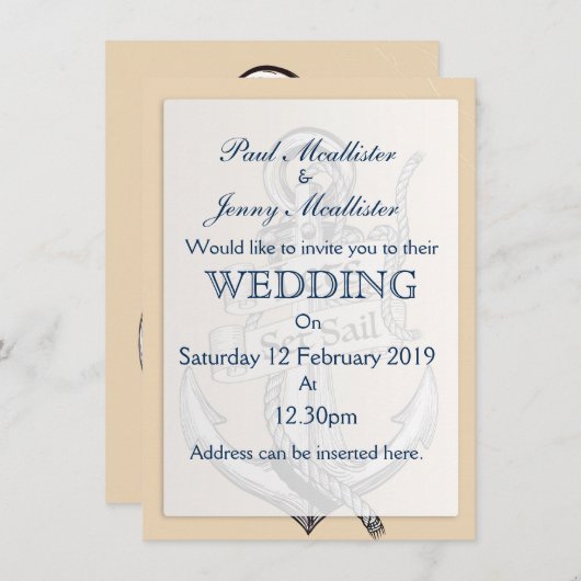 laat de  nautische trouwuitnodiging voor het zeile kaart (Voorkant / Achterkant)