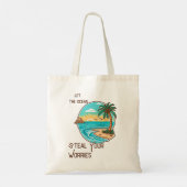 Laat de oceaan uw zorgen stelen Beach Canvas tas (Achterkant)