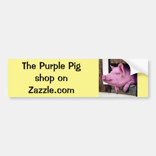Laat de Paarse Pig op je dag een glimlach maken! Bumpersticker (Voorkant)