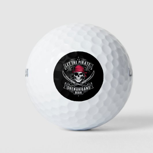 Laat de piraat Shenanigans Halloween-schedel begin Golfballen (Voorkant)