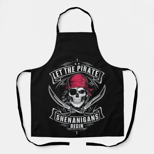 Laat de Piraat Shenanigans Halloween Schedel Begin Schort (Voorkant)