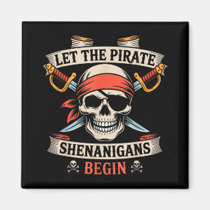 Laat de piraat Shenanigans met Halloween Skull B b Magneet