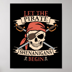 Laat de piraat Shenanigans met Halloween Skull B b Poster
