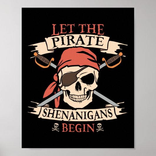 Laat de piraat Shenanigans met Halloween Skull B b Poster (Voorkant)