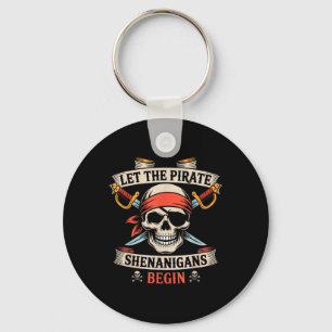 Laat de piraat Shenanigans met Halloween Skull B b Sleutelhanger
