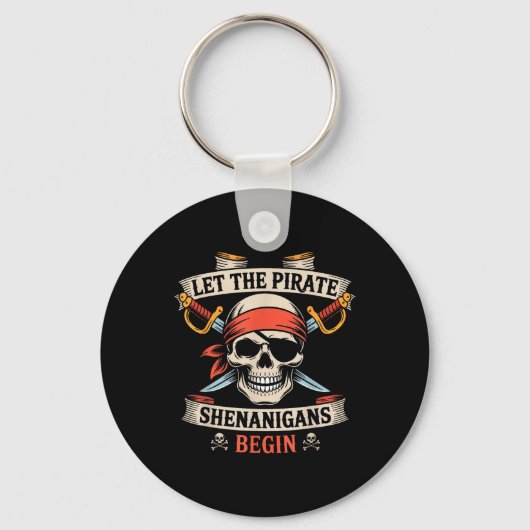 Laat de piraat Shenanigans met Halloween Skull B b Sleutelhanger (Voorkant)