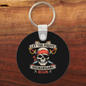 Laat de piraat Shenanigans met Halloween Skull B b Sleutelhanger (Voorkant)