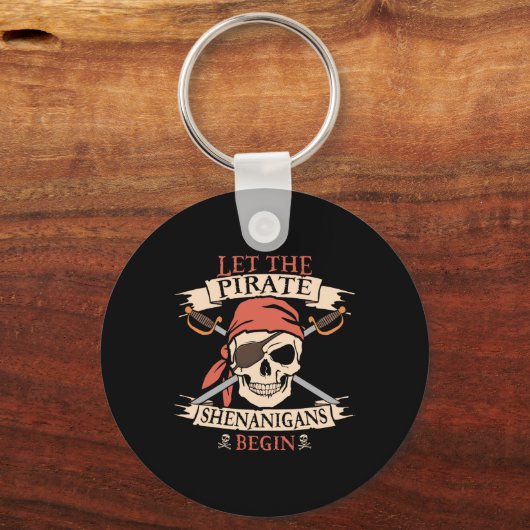 Laat de piraat Shenanigans met Halloween Skull B b Sleutelhanger (Voorkant)