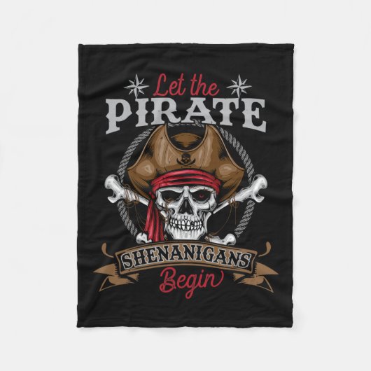 Laat de piraat Shenanigans met Skeleton Halwee beg Fleece Deken (Voorkant)