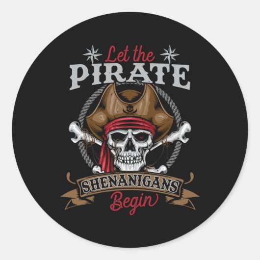 Laat de piraat Shenanigans met Skeleton Halwee beg Ronde Sticker (Voorkant)