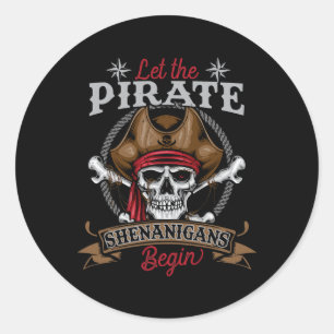 Laat de piraat Shenanigans met Skeleton Halwee beg Ronde Sticker