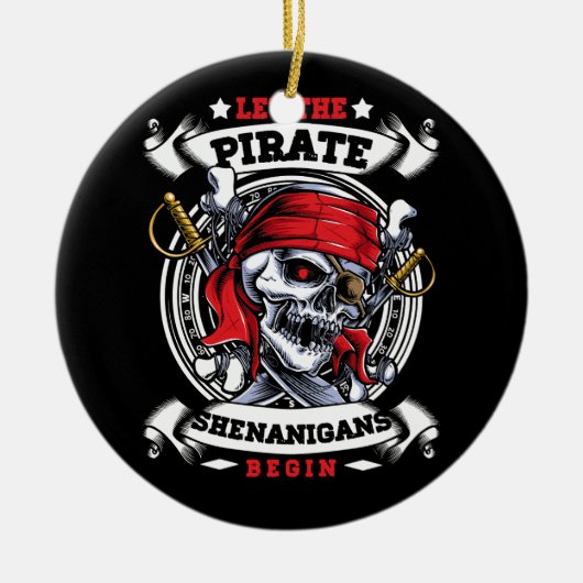 Laat de Pirate Shenanigans met Crossbones Freebo b Keramisch Ornament (Voorkant)