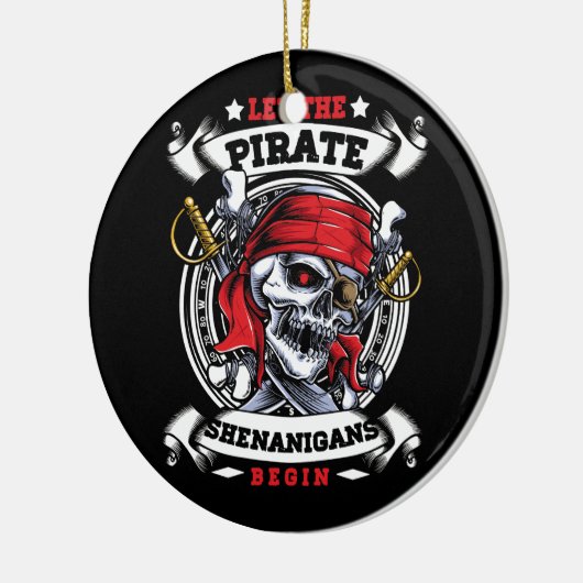 Laat de Pirate Shenanigans met Crossbones Freebo b Keramisch Ornament (Links)
