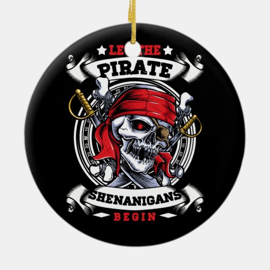 Laat de Pirate Shenanigans met Crossbones Freebo b Keramisch Ornament (Achterkant)