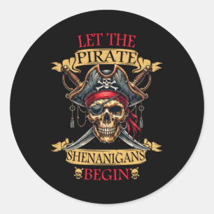 Laat de piraten Shenanigans beginnen met Halloween Ronde Sticker