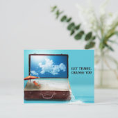 LAAT DE REISVERANDERING IN HET ONTWERP VAN DE REIS BRIEFKAART (Staand voorkant)