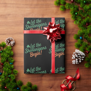 Laat de Schelmenstreken Beginnen Funny Ierse St. P Cadeaupapier