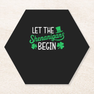 Laat de Schelmenstreken Beginnen Grappige Shamrock Kartonnen Onderzetters
