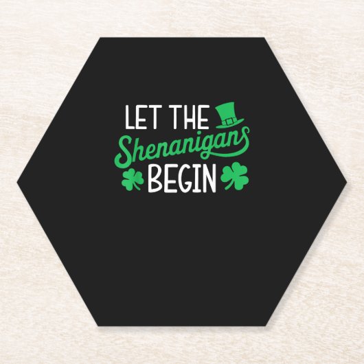 Laat de Schelmenstreken Beginnen Grappige Shamrock Kartonnen Onderzetters (Voorkant)
