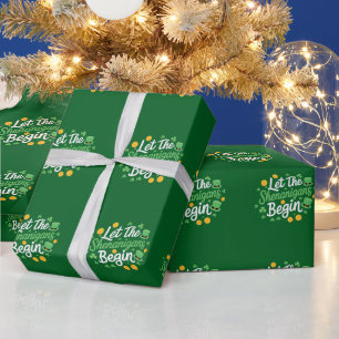 Laat de Schelmenstreken Beginnen Grappige St. Patr Cadeaupapier