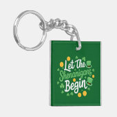Laat de Schelmenstreken Beginnen Grappige St. Patr Sleutelhanger (Voorkant Links)