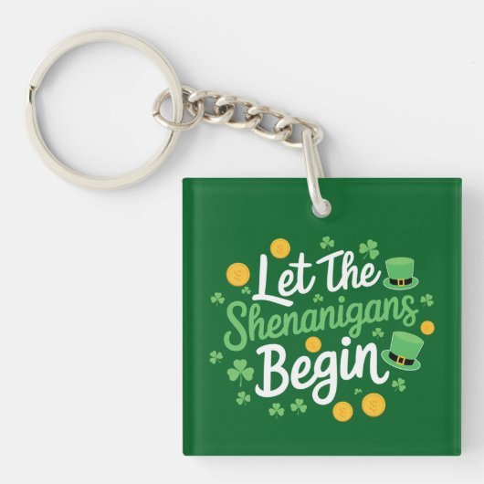 Laat de Schelmenstreken Beginnen Grappige St. Patr Sleutelhanger (Voorkant)