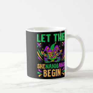 Laat de Schelmenstreken Beginnen Mardi Gras Masker Koffiemok