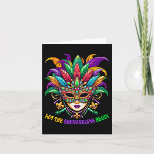 Laat de Schelmenstreken Beginnen Mardi Gras Narren Kaart