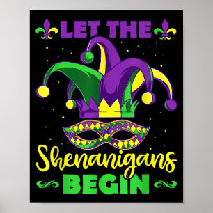 Laat de Schelmenstreken Beginnen Mardi Gras Narren Poster