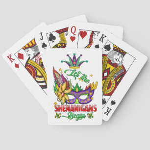 Laat de Schelmenstreken Beginnen Mardi Gras Speelk Pokerkaarten