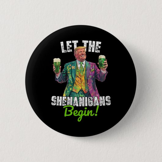 Laat de Schelmenstreken Beginnen Trump St. Patrick Ronde Button 5,7 Cm (Voorkant)