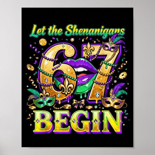 Laat de Shenanigans 67 Begin Mardi Gras Citaat _4 Poster (Voorkant)