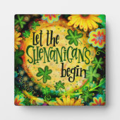 Laat de Shenanigans beginnen Ierse Shamrocks Fotoplaat (Voorkant)
