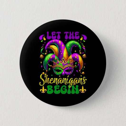 Laat de Shenanigans beginnen Mardi Gras 2025 Kinde Ronde Button 5,7 Cm (Voorkant)