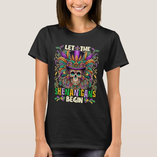 Laat de Shenanigans beginnen Mardi Gras 2025 Kinde T-shirt (Voorkant)