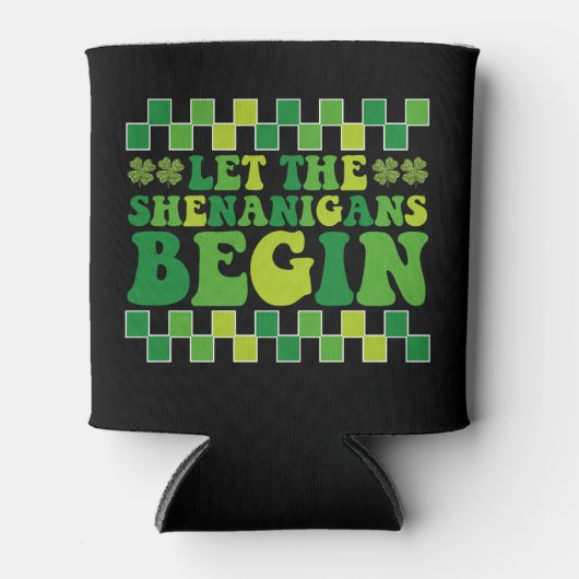 Laat de Shenanigans beginnen met Irish Groovy Retr Blikjeskoeler (Voorkant)