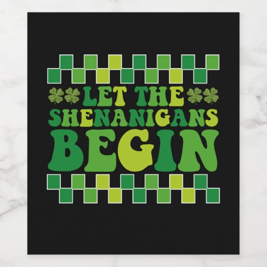 Laat de Shenanigans beginnen met Irish Groovy Retr Wijn Etiket (Enkel label)