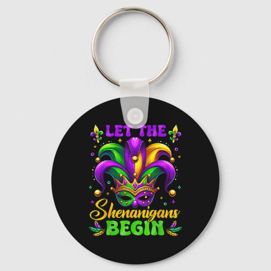 Laat de Shenanigans beginnen met Mardi Gras 4 Sleutelhanger (Voorkant)