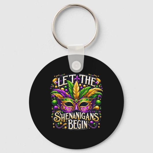 Laat de Shenanigans beginnen met Mardi Gras 8 Sleutelhanger (Voorkant)