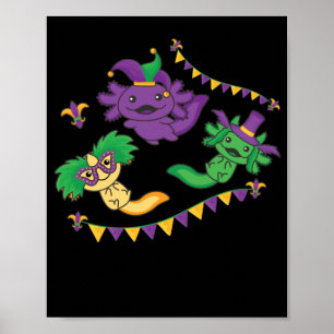 Laat de shenanigans beginnen met Mardi Gras Axolot Poster