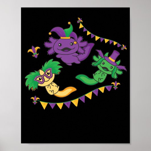 Laat de shenanigans beginnen met Mardi Gras Axolot Poster (Voorkant)