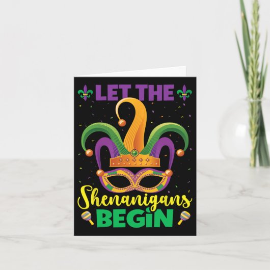 Laat de Shenanigans beginnen met Mardi Gras Happy Kaart (Voorkant)