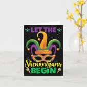 Laat de Shenanigans beginnen met Mardi Gras Happy Kaart (Gele Bloem)