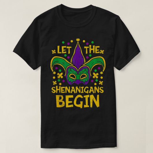 Laat de Shenanigans beginnen met Mardi Gras Jester T-shirt (Design voorkant)